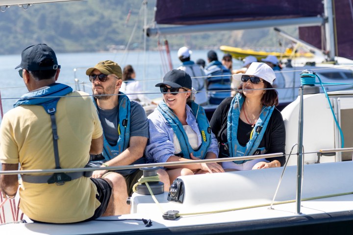 a group of people on a boat